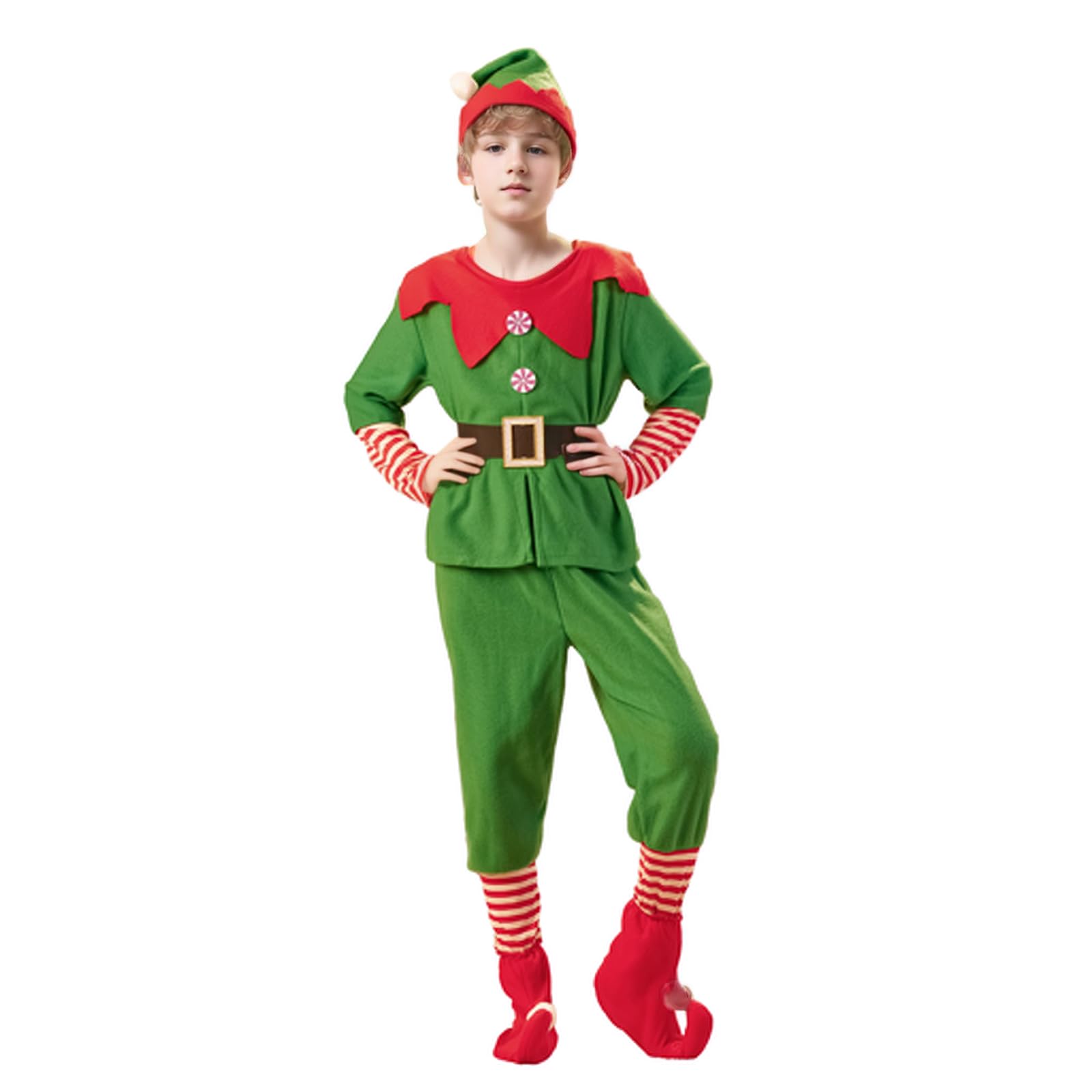 BQANAO Kid Christmas Elf Costume Santa's Helper Costume Set for Girls Boys Men Women Christmas Elf Costume Outfit