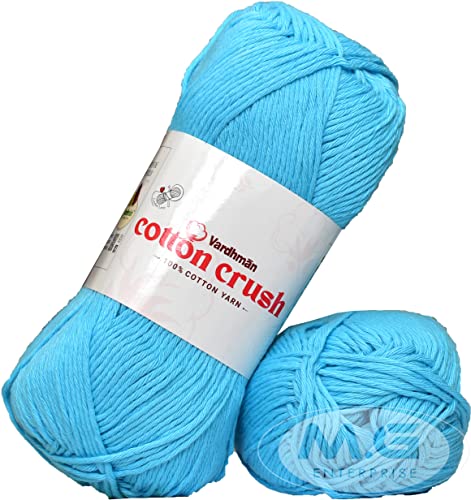 Image of Vard hman Cotton Crush 8-ply Aqua Blue 600 GMS 100% Cotton Ball Hand Knitting Cotton /Art Craft Soft Fingering Crochet Hook Yarn, Needle Knitting Yarn Thread Dyed-HF Art-AFCH