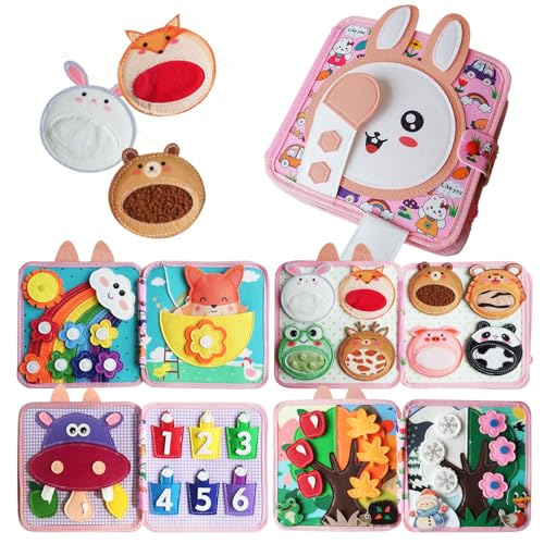Image of Busy Book for Toddlers 1-3 Years Old, Quiet Busy Board, Suitable for 1-Year-Olds, Montessori Toy, Birthday Gift for 1-Year-Old Boys and Girls, Felt Activity Book, Baby Travel Toy