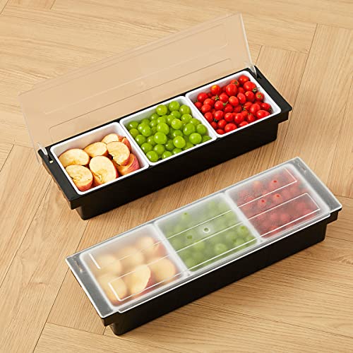 Beylang Ice Chilled Serving Tray Condiment Pots 3 Compartment Condiment Server Caddy (3 Compartments) #TOP7