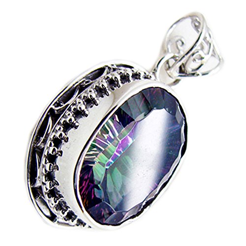 Pendentif en quartz mystique et argent, le cadeau vintage ovale idéal