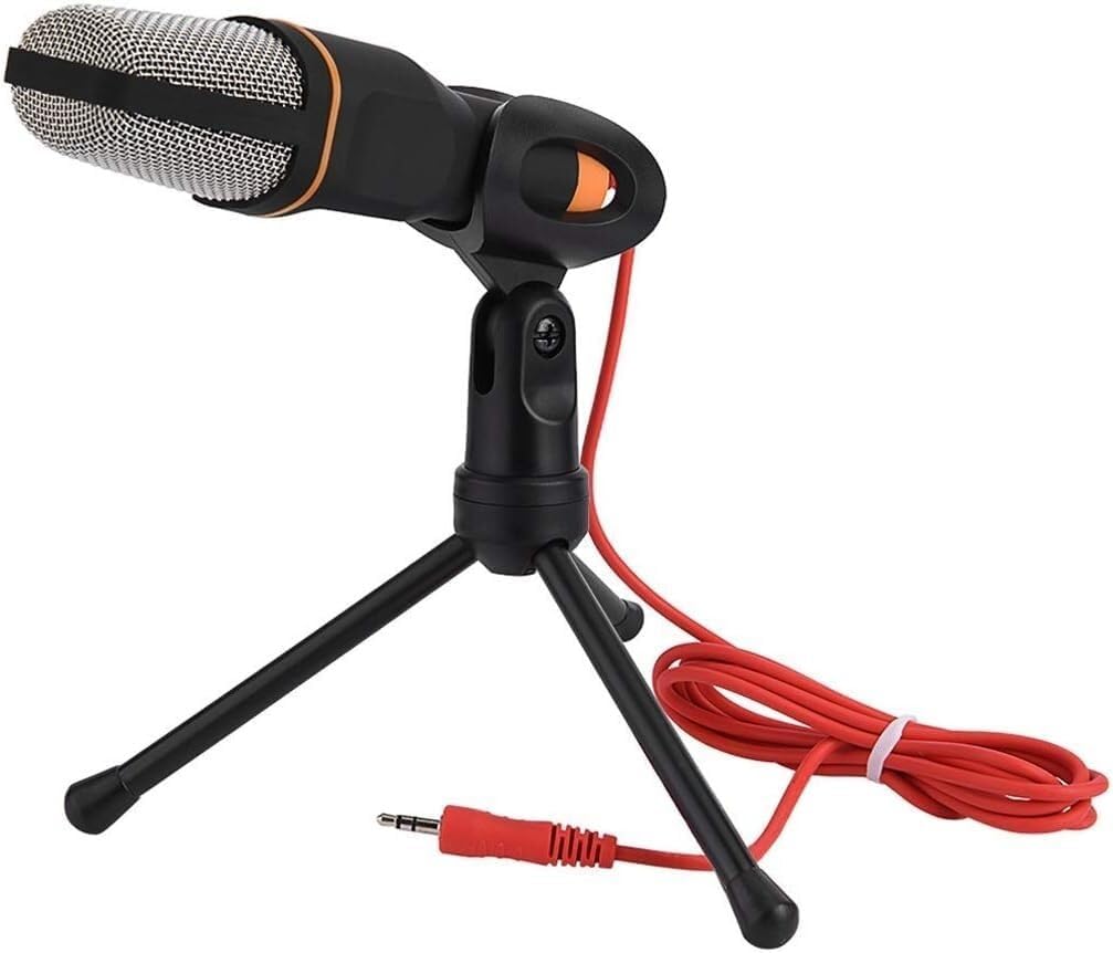 Computer Video Voice Microphone with Stand Mobile Phone Live Microphone Singing Wired Condenser Microphone (Color : Gold)