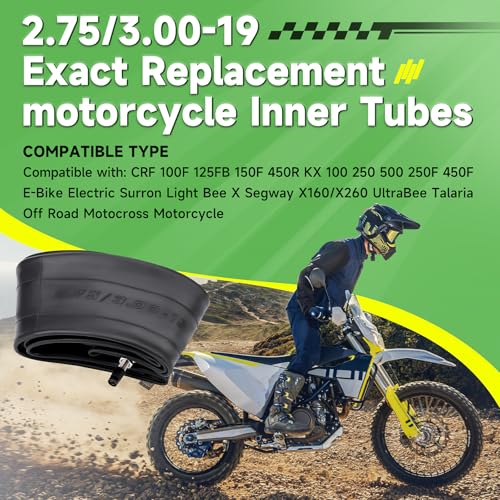 Image of 2.75 /3.00-19 Dirt Bike Inner Tube 70 /100-19 Heavy Duty Inner Tubes for CRF100F 150F 450R KX Surron Light Bee X Segway X160 /X260 UltraBee Talaria Off Road Motorcycle with TR4 Valve Stem