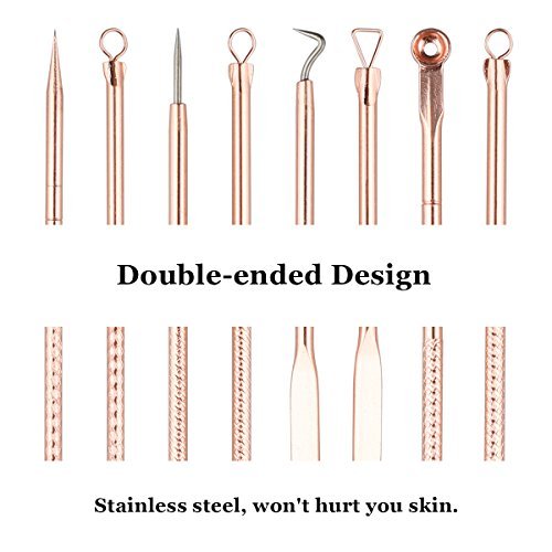 TailaiMei Blackhead Remover Kit, Comedone Extractor Tool Set for Facial Zit Popping, Double-side 4 Pieces (Rose Gold)