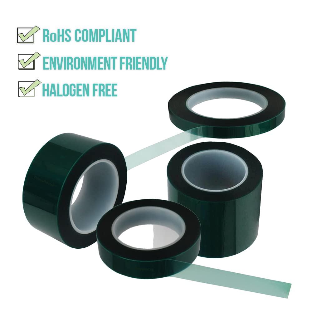 Tapes Master 5" X 72 Yds Green Polyester Powder Coating Silicone Adhesive Heat Resistant High Temperature Tape