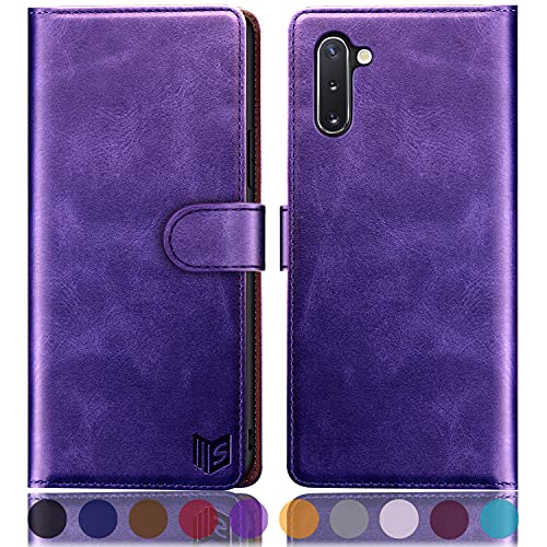 Housse Samsung Note 10 SUANPOT violet en similicuir premium aux finitions soignées
