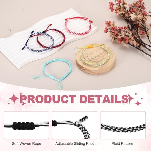 Pulsera trenzada de cuerda ajustable estilo tartán miniatura 3