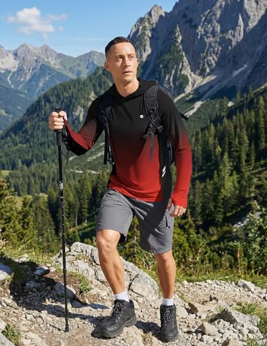 Image of PINSPARK Men's UPF 50+ Sun Shirts Long Sleeve Fishing Hoodie, UV Protection Rash Guard for Outdoor Hiking Running Swim Shirt