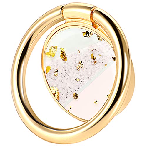 RXKEJI Anneau Support Téléphone Portable Rotation à 360 Degrés Métal Paillettes Support Universel Compatible avec Tout Smartphones - Blanc