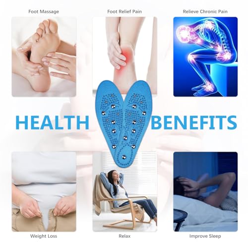 Image of HANNEA 1 Pair Acupressure shoe sole,Breathable Magnet Nubs Massager shoe insoles for men women Stimulate Blood Circulation,Relieve Tension - Acupressure Tools kit (M EU 41-46)