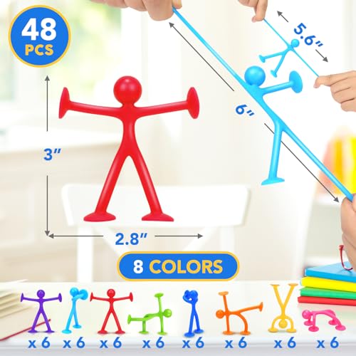 Suction Cup Fidget Sensory Toys: 48 Pack Suction Cup People Toys Fidget Toy for Autism Autistic ADHD Kids Ages 3+, Creative Travel Toy Idea for Boys Girls - Image 4
