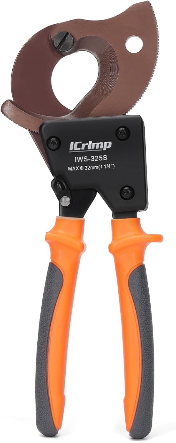 iCrimp IWS-325S - Cortador de cables de carraca de hasta 32 mm de diámetro | Tijeras de cable de alto rendimiento para cables de cobre, aluminio y multihilo, ahorro de energía y precisión