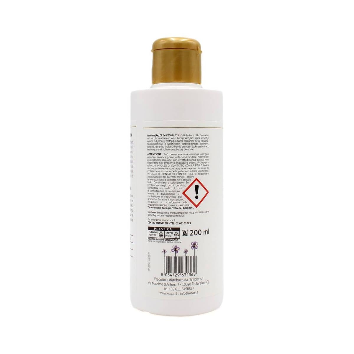 12x WEXOR Wäsche Deodorant Elisir Armonia Viola Wäscheparfüm-Elixier mit Mikrokapseln - mit Indische Rosen-, Veilchen- und Ingwerblüten 200ml + Beni Culinari Kostenloser Schlüsselanhänger
