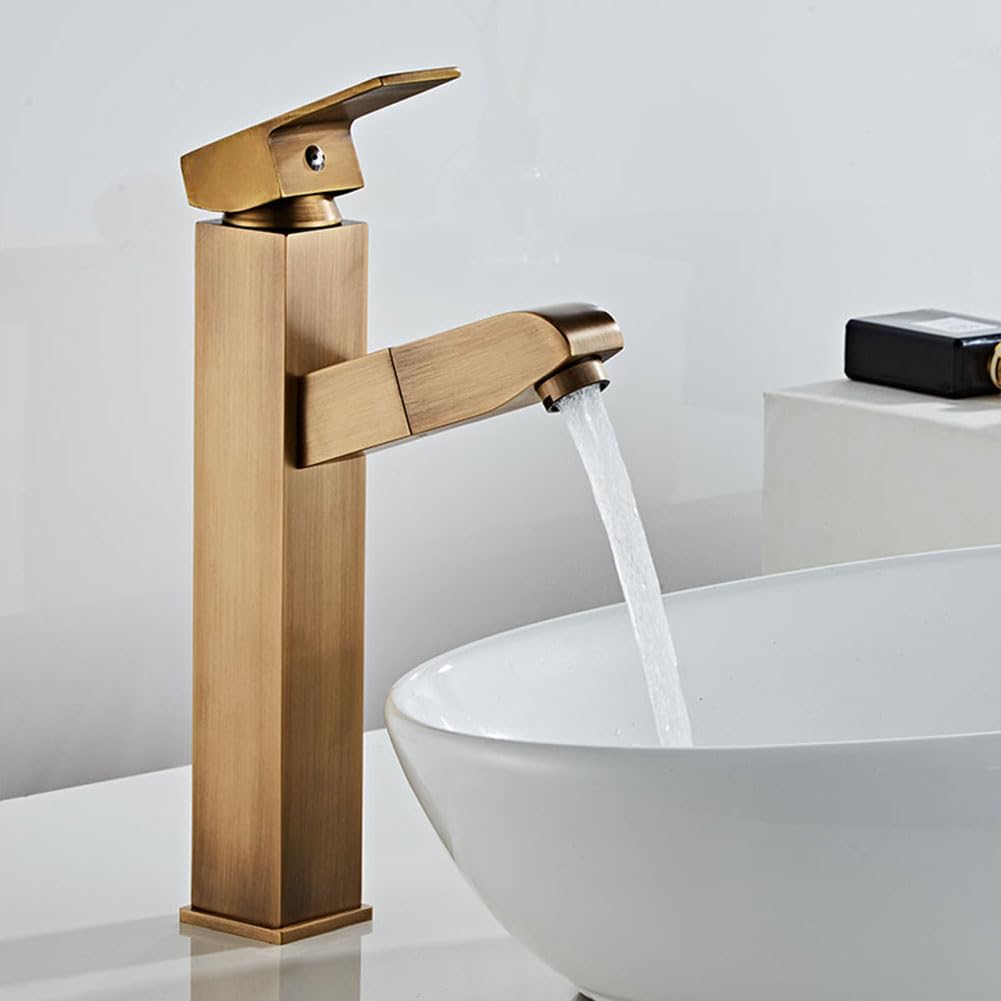 Robinet de lavabo en laiton style rétro avec mitigeur monocommande et douchette intégrée