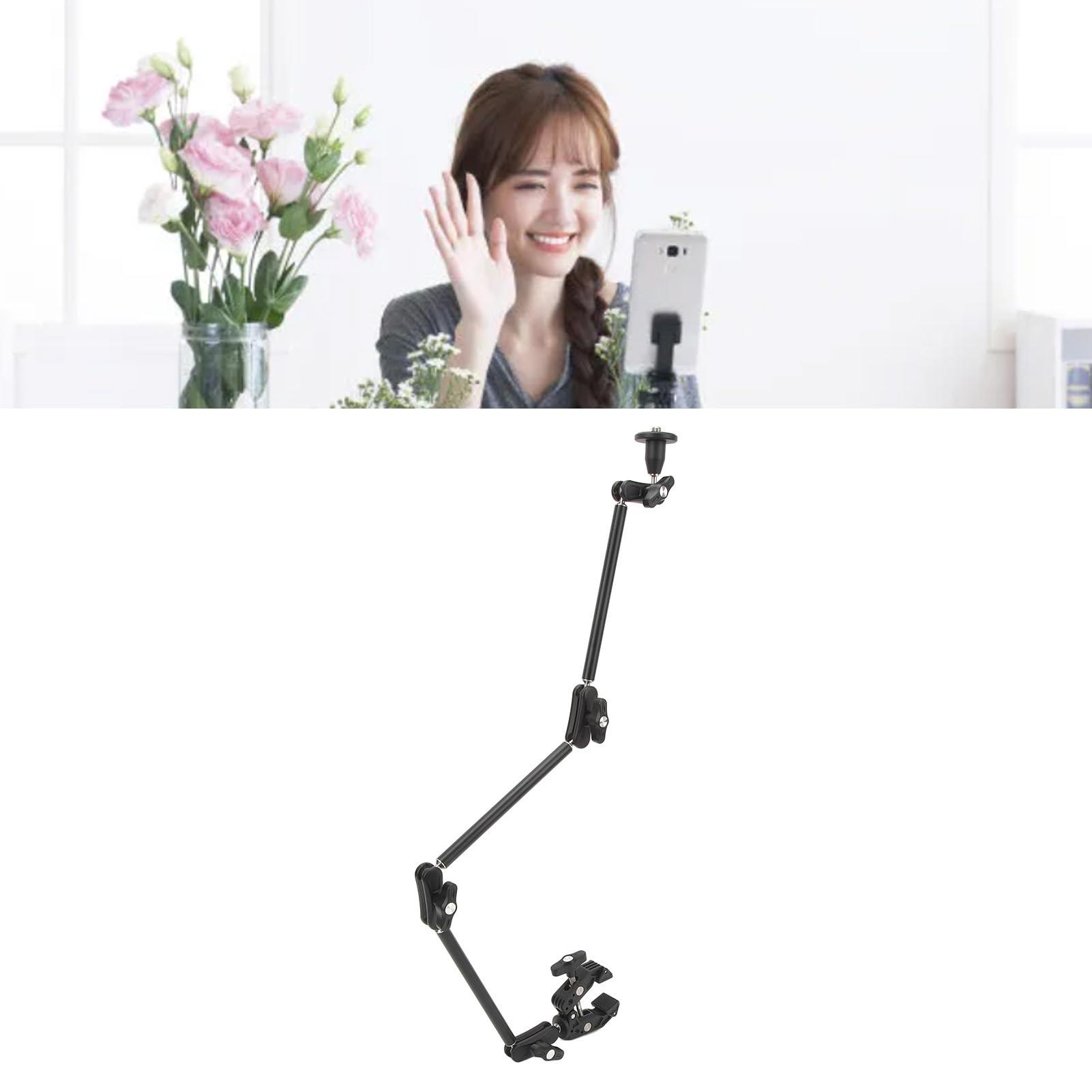 Braccio di Attrito Articolato Regolabile con Gomma Antiscivolo per Fotocamere DSLR, Mini Fotocamere e Altro in Acciaio Inossidabile 1/4 3/8 Pollici