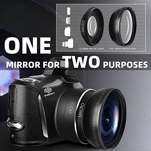 Digital Camera 4K Ultra HD 48MP Camera Vlogging Camera with Wide Angle Lens Digital Zoom 16 x, 3.0 Inch Screen Compact Camera All-in-One Digital Cameras