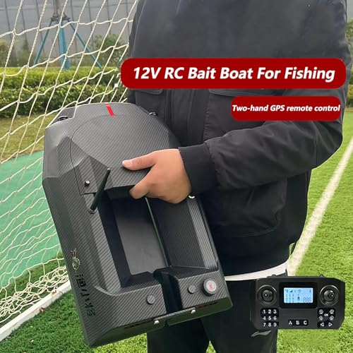 Esca da barca GPS per pesca con doppio telecomando, luci di pesca notturna, ritorno automatico, alimentazione 12 V, include 2 batterie rimovibili, esca e gancio consegna, portata 500 m