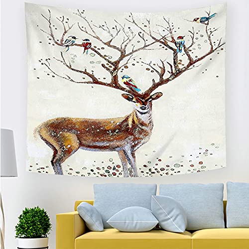 Tapiz de pared con ciervo KnSam para transformar tu salón con decoración marrón de 150x130 cm 5