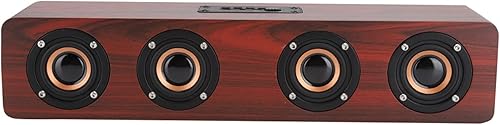 Altavoz Bluetooth, subwoofer inalámbrico de madera de 3000 mAh, con cuatro altavoces, entrada de audio de 0.138 in, soporte AUX, tarjeta TF y FM,
