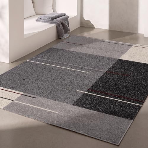 Rug Branch Tarin 8' x 11' (7'9" x 10'6") Grey/Black Geometric Indoor Area Rug, Contemporary, High Pile, Stain-Resistant Carpet - Living Room, Bedroom, Dining Room, and Kitchen by Rug Branch - Used condition - CA$261.88