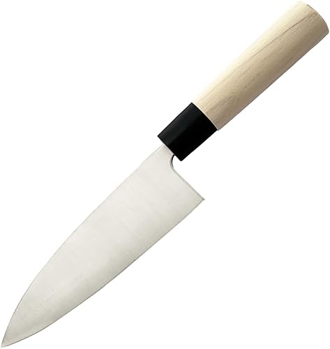 Miniatura 10 de KAKUSEE Seki Tsubazo - Juego de cuchillos Deba pequeños de 3.9 pulgadas y paños de pintura japonesa, cuchillo de chef japonés para pescado y carne,