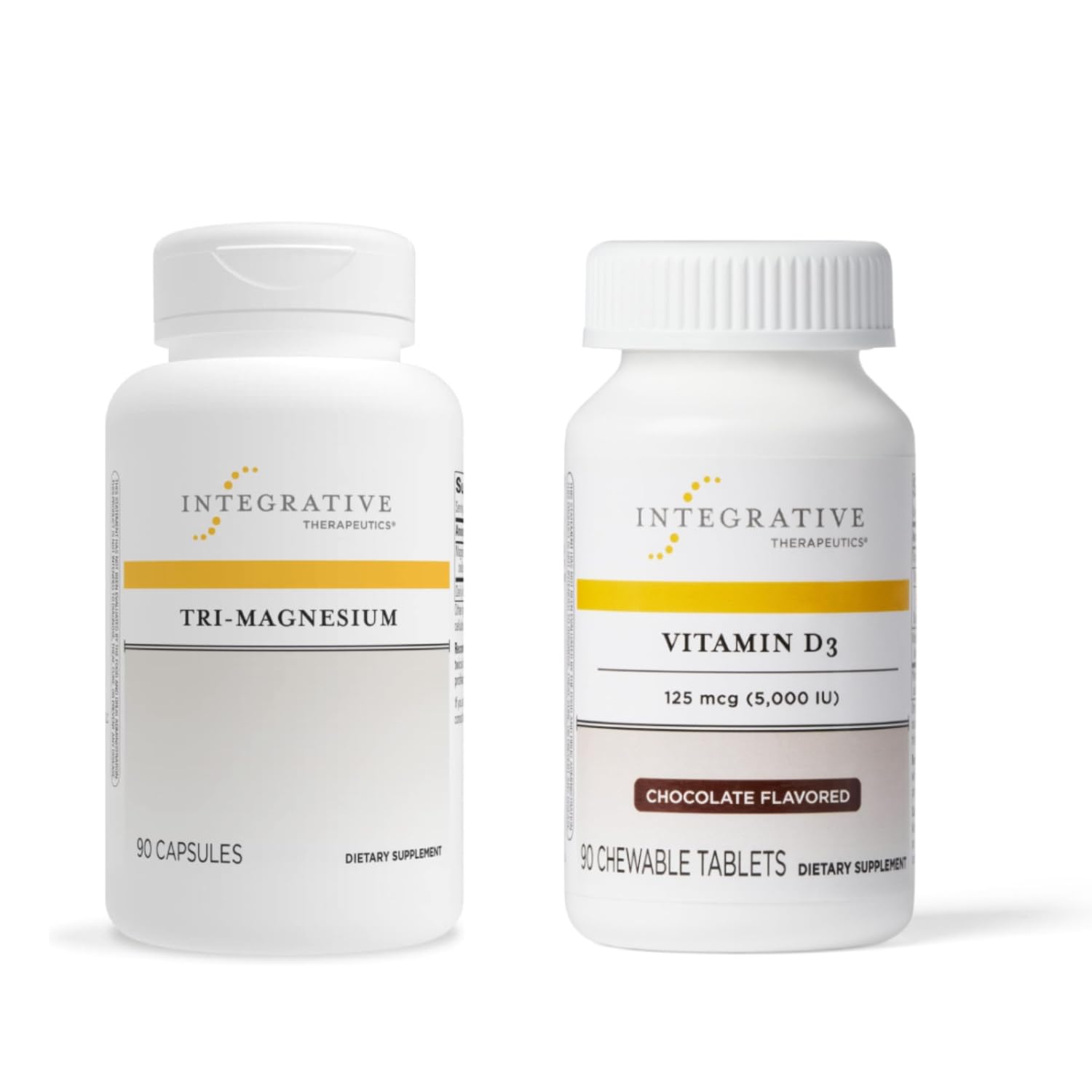 Integrative Therapeutics Bundle with Tri-Magnesium, 90 Capsules & Vitamin D3 125 mcg, 90 Flavored Chewables - Supports Heart Function & Bone Health* - Bone Heal