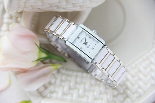 Miniatura 5 de CHENXI - Relojes de pulsera para parejas, para mujeres, hombres, para amantes, con diamantes de imitación, de cerámica, de cuarzo, impermeables