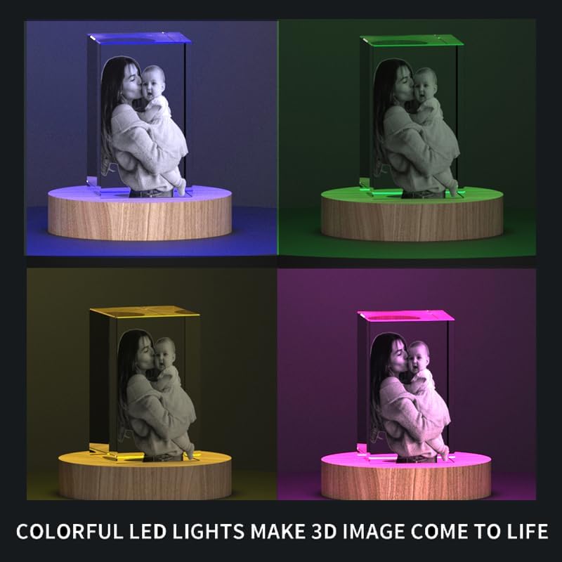 Miniatura 5 de Foto de cristal 3D personalizada con foto 3D grabada en 3D, regalo de imagen grabada con láser 3D con foto para mamá, papá, niños, regalo de Navidad