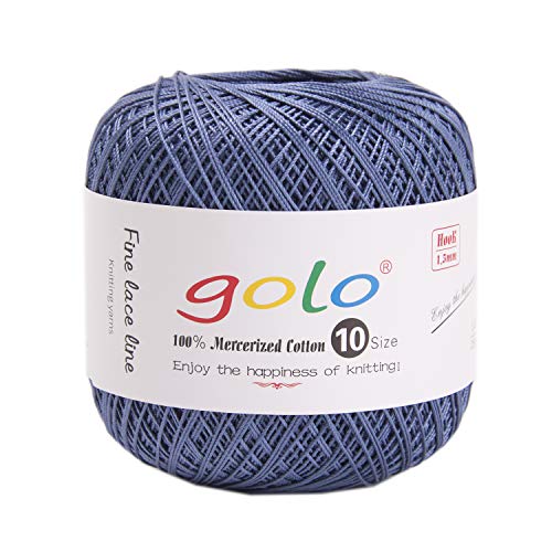 Image of golo Crochet Thread Balls Size 10 Cotton Thread Yarn for Crocheting Blue Gray 190