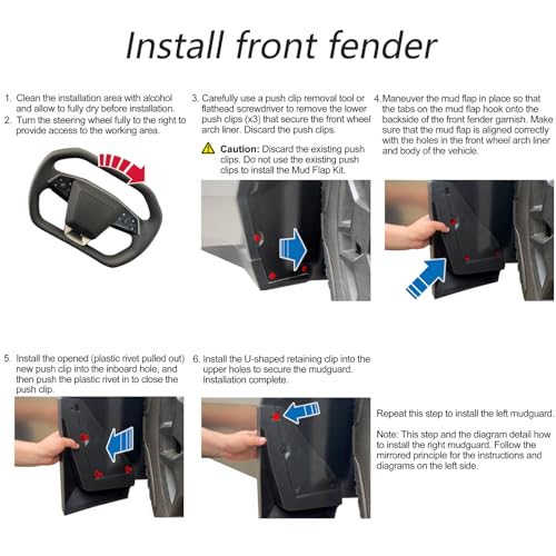 Image of Cybertruck-Specific Mud Splash Guard - for Tesla Cybertruck General Tire Mudguard of Tool-Less Accessories - Plastics 4PCS - Front H13.78x10.63 - Rear H14.96xW11.81 Inch
