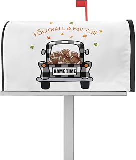 Mailbox Cover Magnetic Thanksgiving Rugby Farm Truck Game Time Mailbox Covers Standard Size 21x18in,Mailbox Covers Wrap Post Letter Box Cover for Garden Yard Outdoor Maple Leaf Black Buffalo Plaid