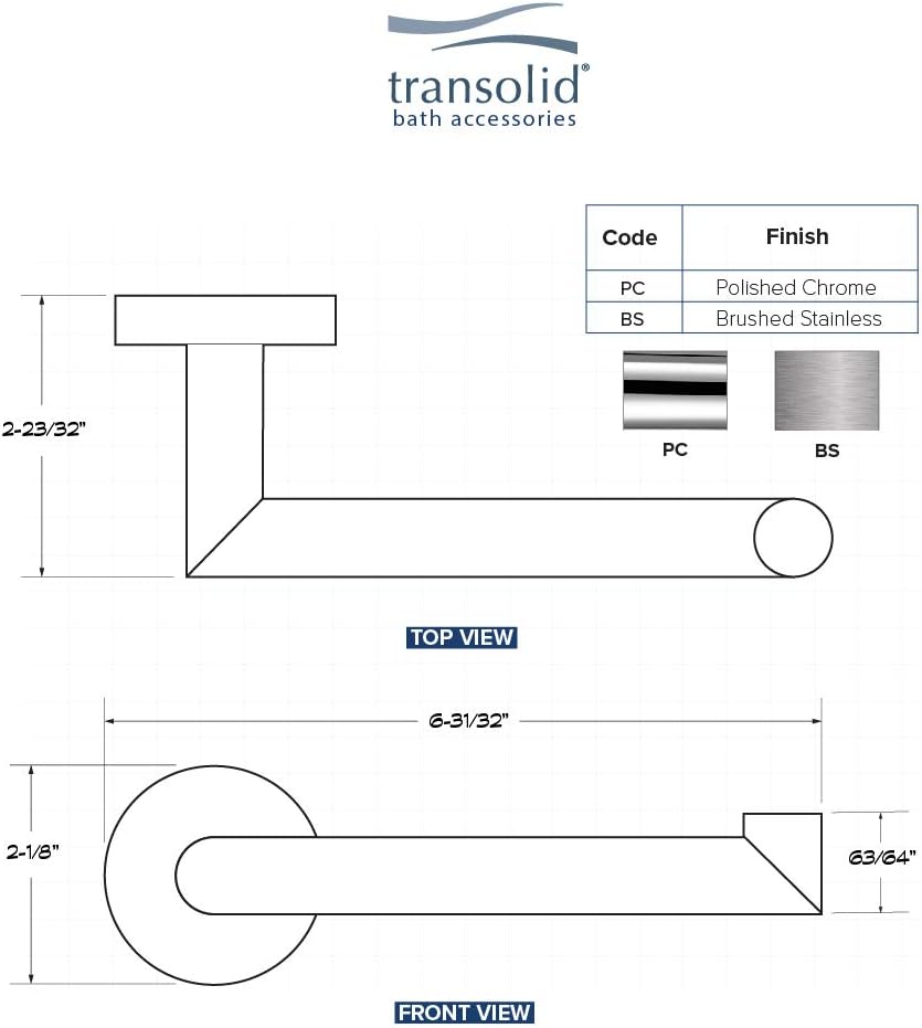 Transolid TPH-PC Turin Paper Holder, Polished Chrome
