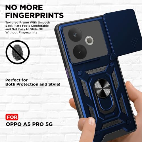 Image of AIBEX Back Cover for Oppo A5 Pro 5G | D10 Tough Armor Case | Sliding Camera Shield | 360 Protection | Kickstand Ring Holder | Military-Grade Shockproof Bumper Case