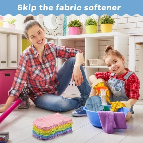 Image of Zubebe 20 Pcs Reusable Duster Refills Fleece,Rainbow Colors | Soft Polyester Fiber Flat Duster Refill Multi Surface Washable Cleaning Pad Tools for Home, Blinds, Car, Pet, Furniture, Fans