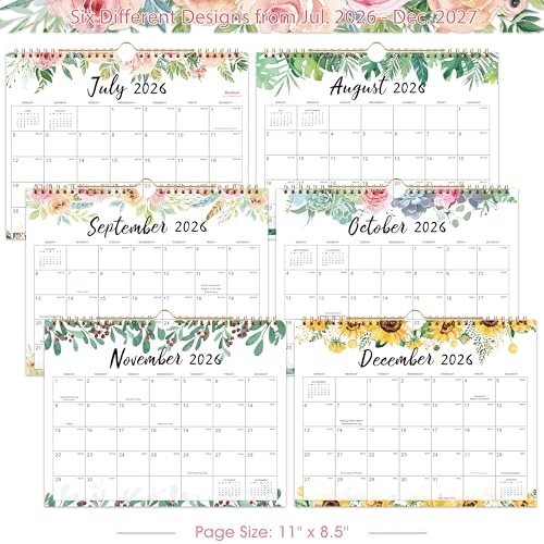 Image of Calendar 2026-2027 - July 2026 - December 2027, Wall Calendar 2026-2027, 11 inch x 8.5 inch, 18 Months Wall Calendar, Writing Blocks, Julian Dates, Spiral Bound