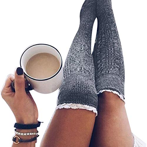 Fengyuanhong Dentelle Longue Cuissardes d'hiver Leggings Chaussettes en Tricot Cuissardes Leggings Bottes Pile Stocking Femmes Tricot Fille Cover