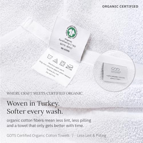 California Design Den 100% Organic Cotton 6 Pc Bath Towel Set, Bright White - image 5