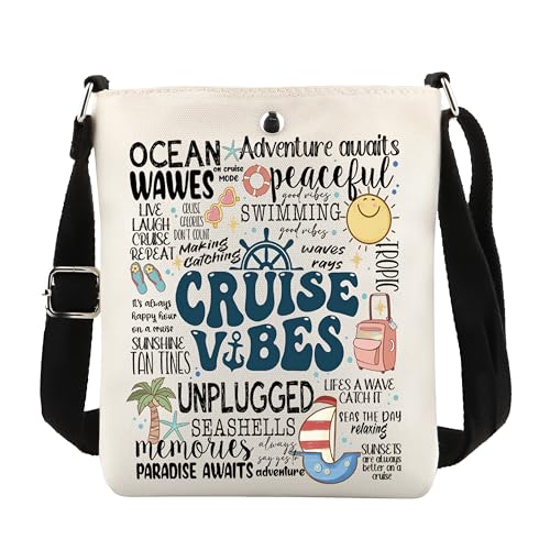POFULL Cruise Travel Gift Cruise Lover Gift Cruise Vacation Cruise Life Gift Summer Vacation Gift Cruise Vibes Crossbody Bag