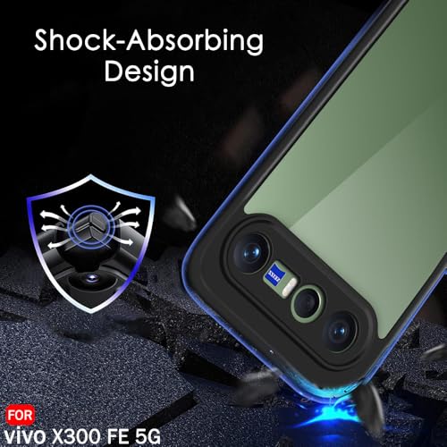 Image of TheGiftKart Hybrid Shockproof Back Cover Case for Vivo X300 FE 5G | Camera Protection Module | Hard Back Cover Case for Vivo X300 FE 5G (PC & TPU, Transparent Clear Back, Black Sides)