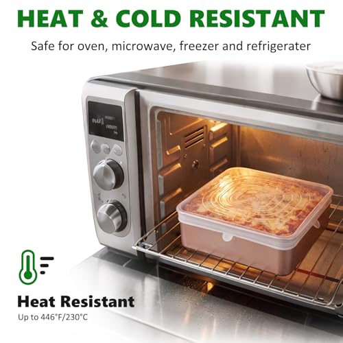 Image of 2 Pcs 9x9 Inch Silicone Bakeware Lids, Reusable Safe Storage Lids Square Replacement Cover Stretchable for Baking Dishes, Casserole Dishes, Cake Pan, Freezer, Microwave Safe Food Cover