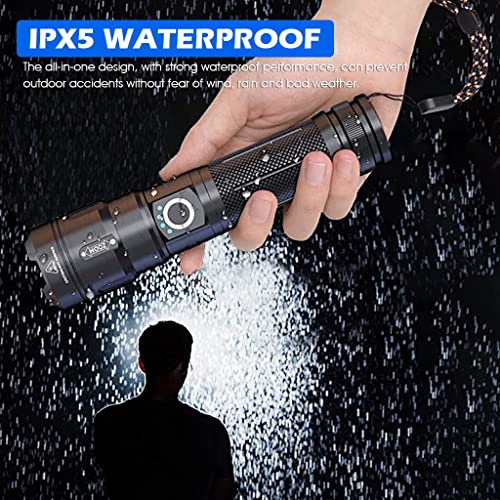 Image of ELEPHANTBOAT LED Flashlight 8000 Lumen LED Flashlight USB Flashlight Rechargeable Flashlight Support Reverse Charging with Battery Indicator 5 Modes Support Focus On /Zoom in IPX5 Waterproof