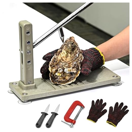 Oyster Shucker Tool Set, Oyster Clam Opener Machine, Stainless Steel, with 2 Knive & Gloves & G-clip