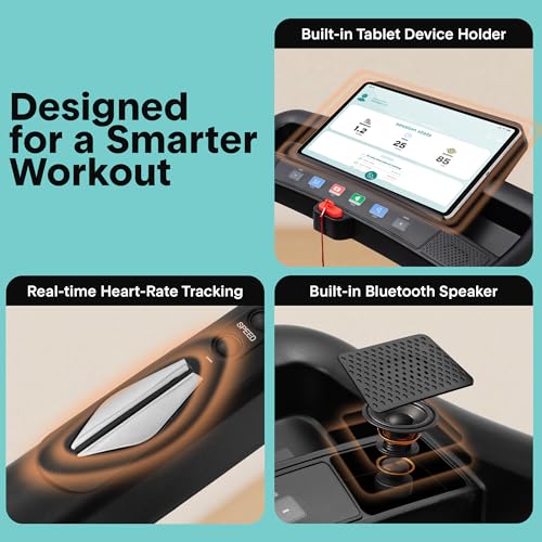 Image of SereneLife Treadmill with Incline & Handle Bars | Compact Portable Walking Pad & Treadmill for Home /Apartment | Wide Running Belt 40 inch x 16 inch | Includes Workout Trainer Program with Bluetooth App
