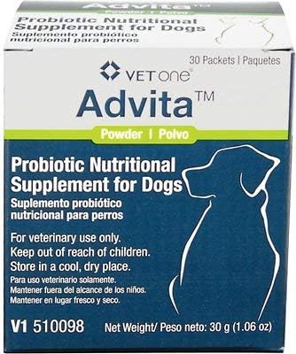 VetOne: Advitaโข Probiotic Powder for Dogs, a Daily Nutritional Supplement to Maintain Immune System, Appetite, & Digestion in 30, 1g Packets (2-Pack)
