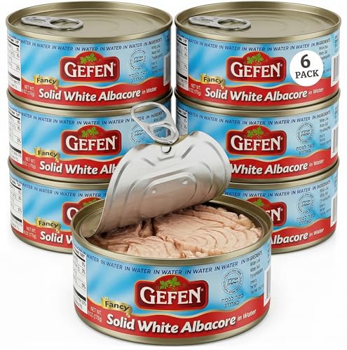 Gefen Solid White Albacore Tuna in Water 6oz (6 Pack), Kosher for Passover