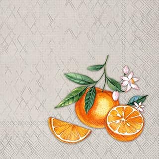 Boston International IHR 3-Ply Paper Napkins, 20-Count Cocktail Size, Orange Grey