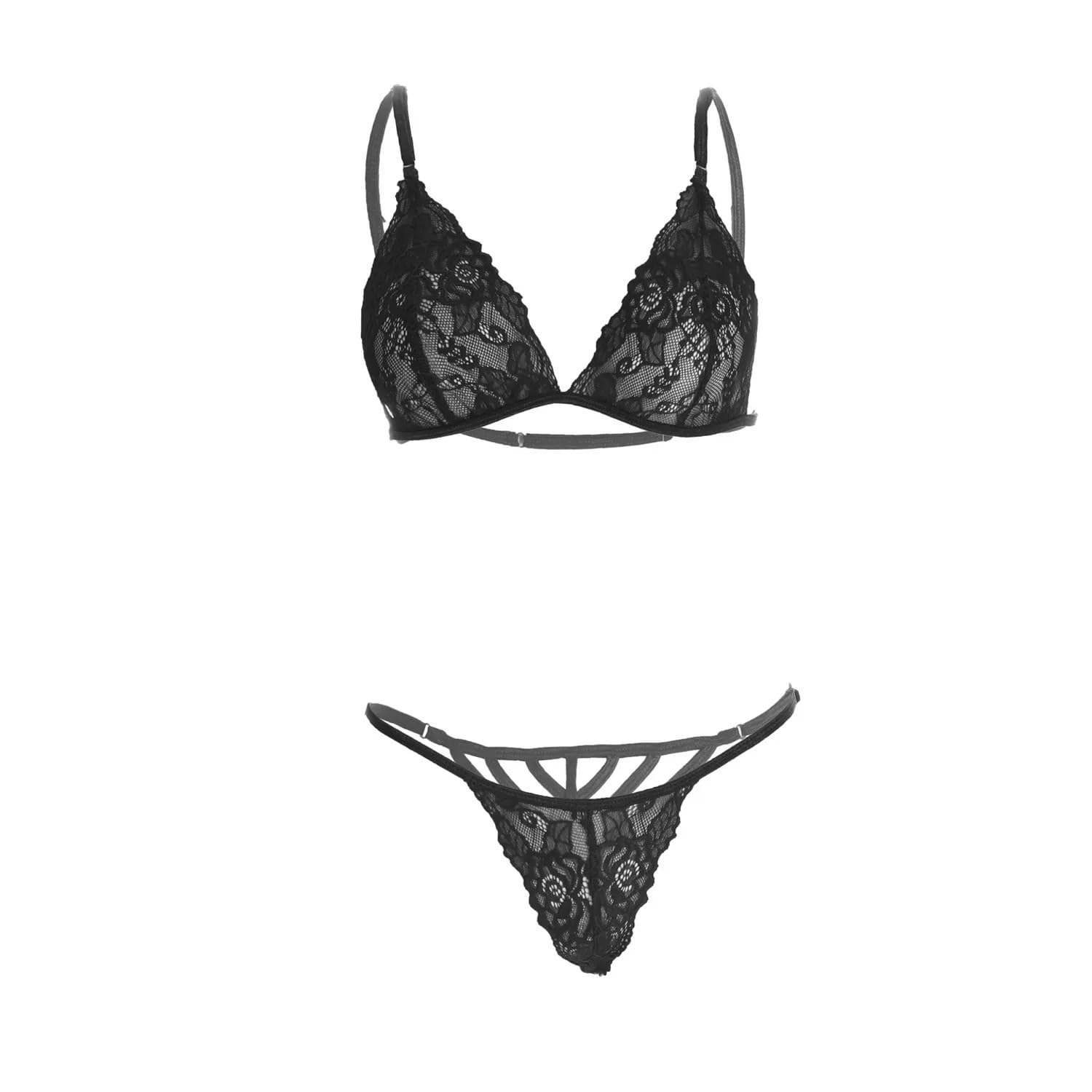 psychovest Women's Sexy Lace Micro Bra and Panty Lingerie Set Free Size-picture-36