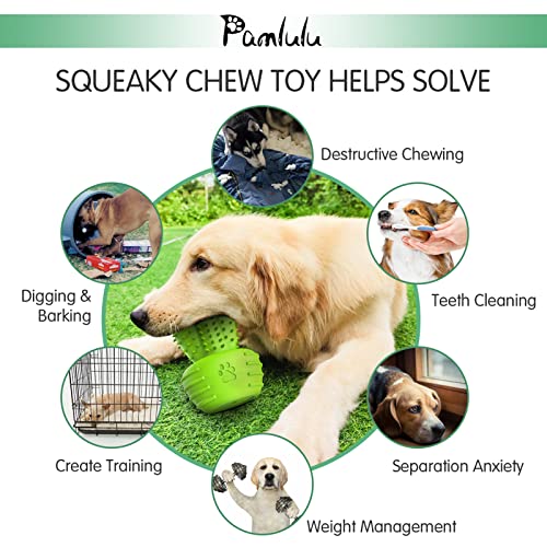Image of Pamlulu Dog Chew Toys & Teeth Cleaning Brush - Dental for Small, Medium & Large Dogs, Rubber Squeaky Toys for Aggressive Chewers, Cactus Tough Toys