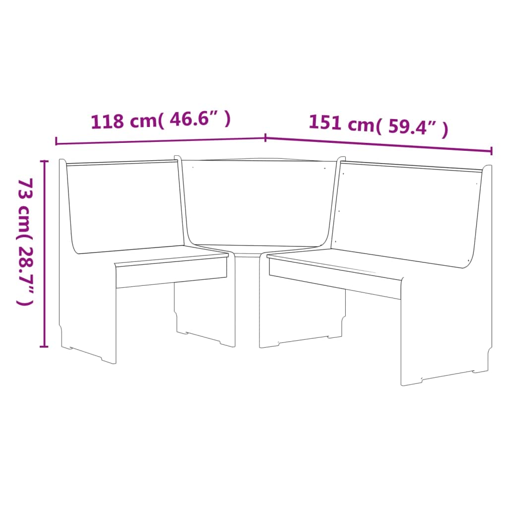 Banco Esquinero de Madera Maciza de Pino con Respaldo, Banco Independiente para Rincones de Cocina, Banquete Esquinero Que Ahorra Espacio para Rincones de Comedor, Cocina y (Marrón Miel y