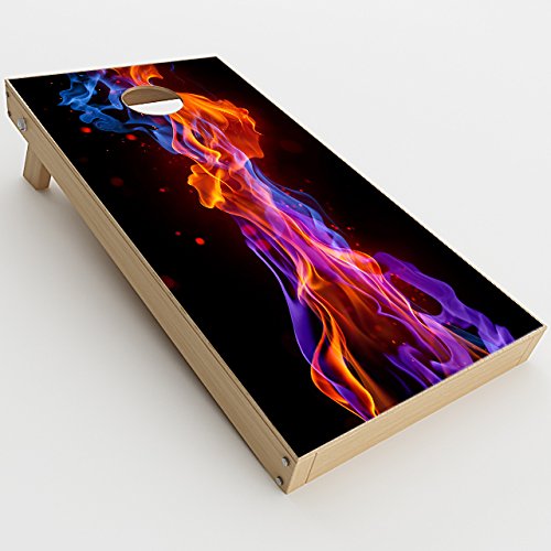 Skin Decals Vinyl Wrap for Cornhole Game Board Bag Toss (2xpcs.) / Neon Smoke Blue, Orange, Purple